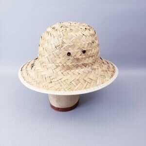 Vintage Woven Molded Straw Safari Jungle Pith Hat Sun Hat Halloween Costume
